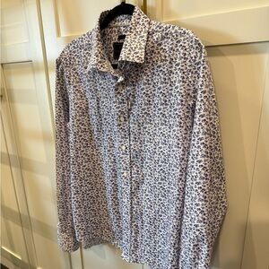 Jos. A. Bank Blue and White Floral Button Down Shirt